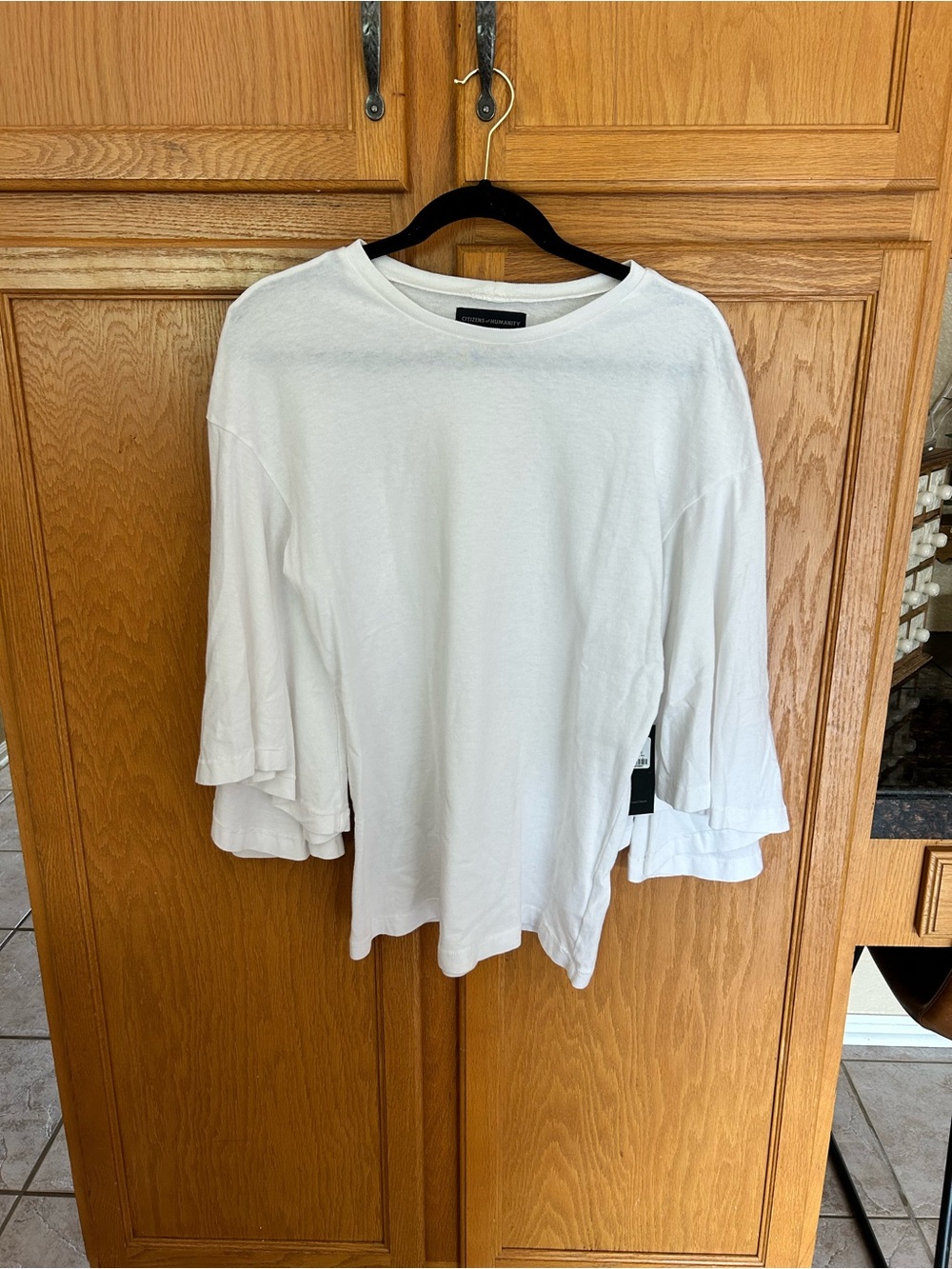 Citizens Of Humanity White Long Sleeve Top with Flared Sleeves